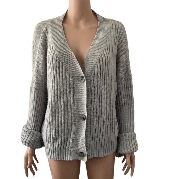 Nasty Gal Sweater Cardigan Womens Medium Cable Knit Cuffed Sleeve Oversized - Picture 9 of 11